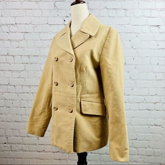 Y2K Gap Classic Tan Academia Blazer Double Breast Notch Collar Lined Jacket - Picture 2 of 14